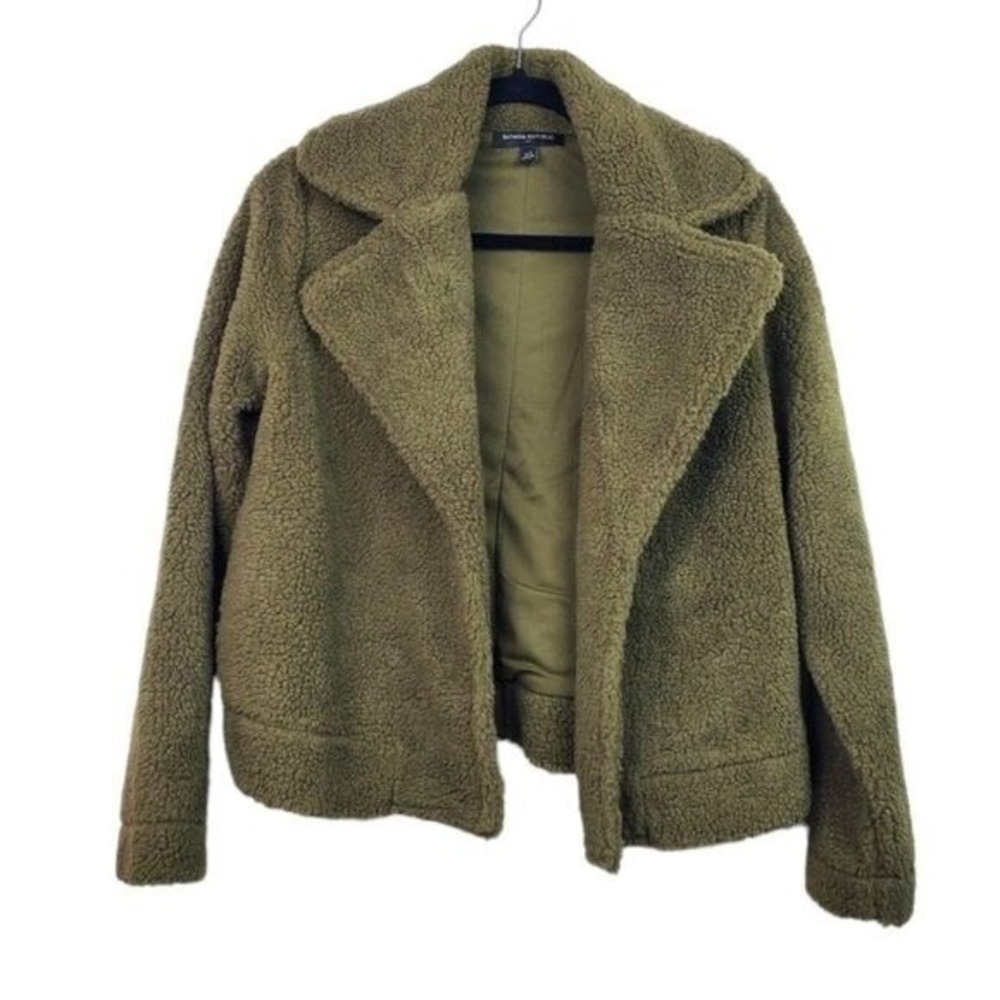 Banana Republic Factory Womens Green Open Front Sherpa Teddy Jacket Size XS